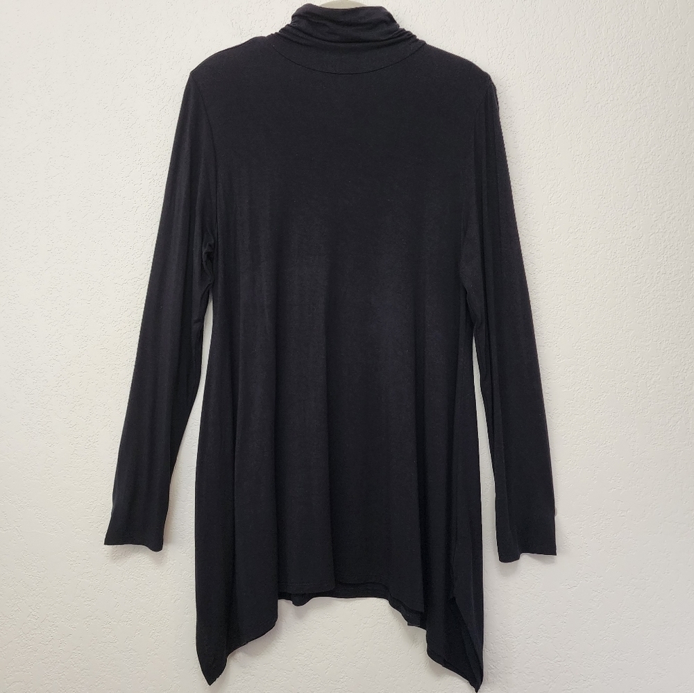 Soft Surroundings Lightweight Long Sleeve Black Turtleneck Tunic Top Size LP